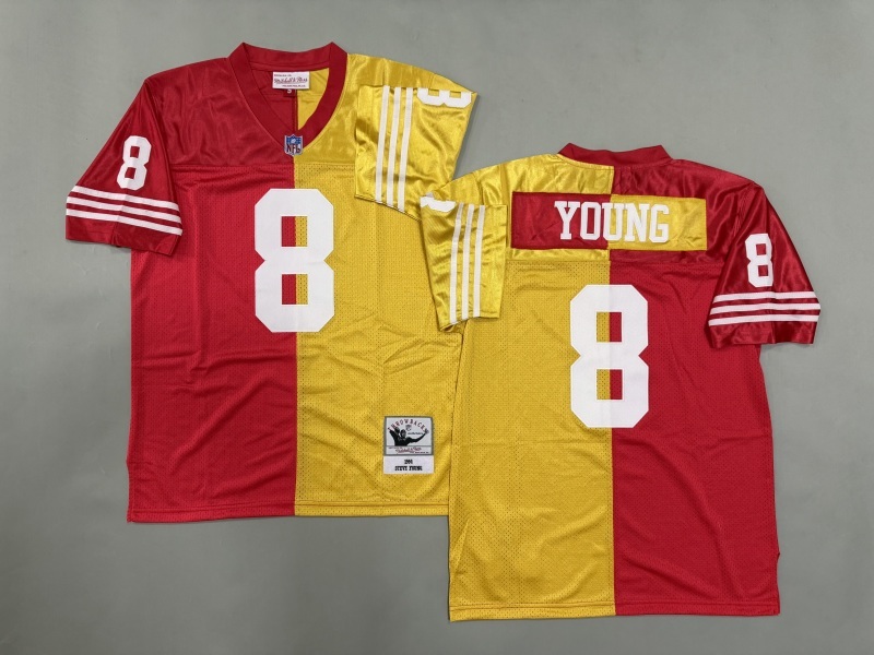 Men 2025 San Francisco 49ers #8 Young red yellow Throwback Limited NFL Jersey style 001->san francisco 49ers->NFL Jersey